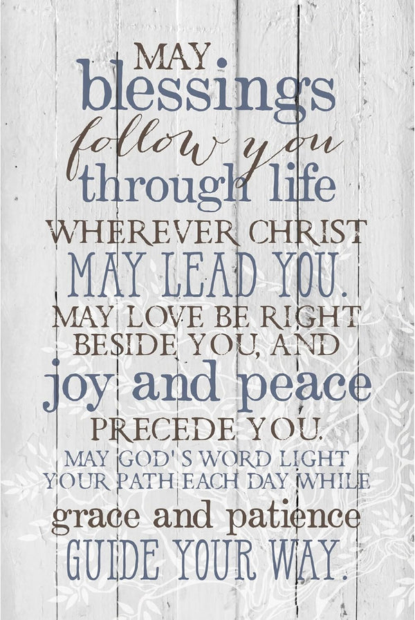DEXSA May Blessings Follow You…New Horizons Wood Plaque with Easel - Made in the USA