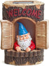 Welcome Garden House Outdoor Decor Gnome Stump with Solar Lights