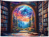 LB 60 40 Inches Fantasy Bookshelf Moon Tapestry, Forest Tree and Vintage Library Classroom Wall Tapestry for Bedroom