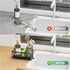 Cisily Sponge Holder for Kitchen Sink, Rustproof 304 Stainless Steel Caddy with High Brush Holder and Soap Dispenser