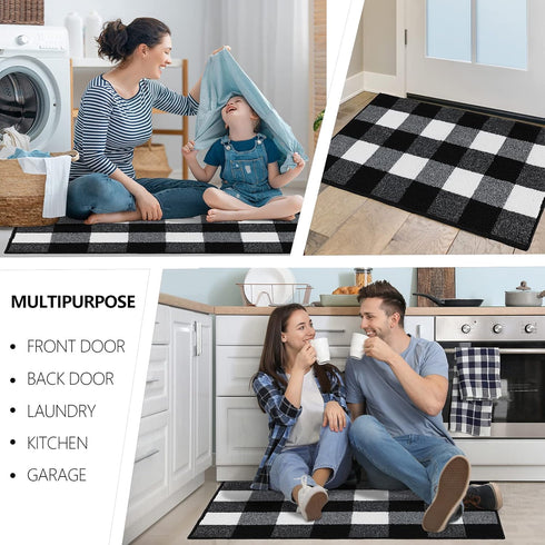 FONEYI Buffalo Plaid Outdoor Rug, 20"x32", Checkered, Non-Slip, Absorbent Entryway Doormat for Front Porch