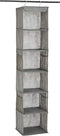 Amazon Basics Hanging Closet Shelf Organizer, 6-Tier with Pockets, 8.5" D x 12" W x 9" H, Grey