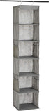 Amazon Basics Hanging Closet Shelf Organizer, 6-Tier with Pockets, 8.5" D x 12" W x 9" H, Grey