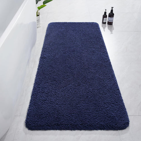 AROGAN Luxury Long Bathroom Runner Rug, 24x36 Inch - Thick Soft Microfiber Non Slip Bath Mat, Navy Blue