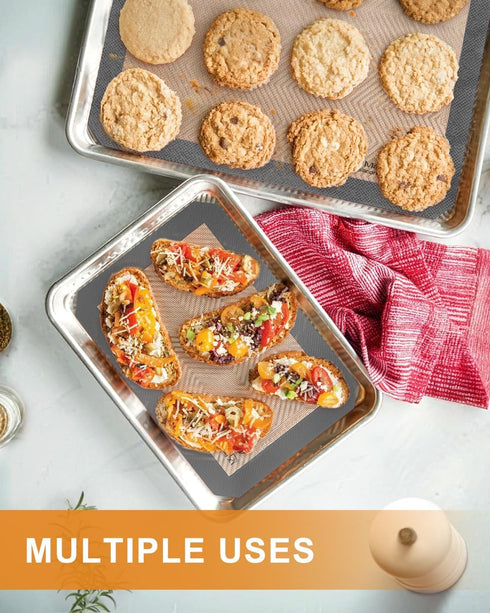 Silicone Baking Mat Set of 5 - 2 Half Sheet Mats, 2 Quarter Sheets, 1 9'' Oven Liner - Non Stick