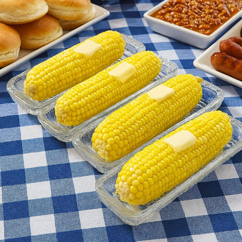 HIC Kitchen Corn Dishes, Pressed Decorative Glass, Set of 4