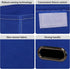 Linen Fabric Foldable Storage Cube Bin Organizer, 3Pcs Dark Blue Baskets with Lid, Leather Handles, Removable Divider