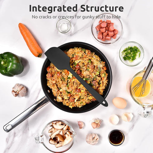 U-Taste 11.38" Silicone Baking Spatula, 480ºF Heat Resistant Food Grade Rubber Kitchen Bowl Scraper (Black)