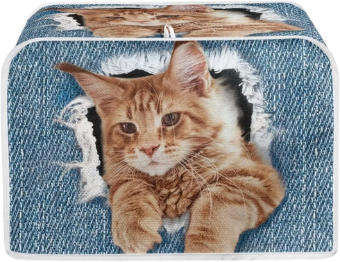 chaqlin Novelty Toaster Oven Cover, 4 Slice Wide Slot Decorative Bread Maker Bag with Cat Design