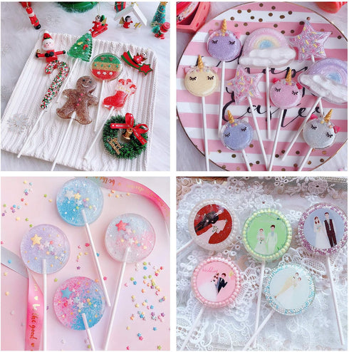 Big Size Lollipop Cake Pop Treat Bag Set, 100pcs Parcel Bags, 100pcs Papery Treat Sticks, 100pcs Metallic Twist Ties