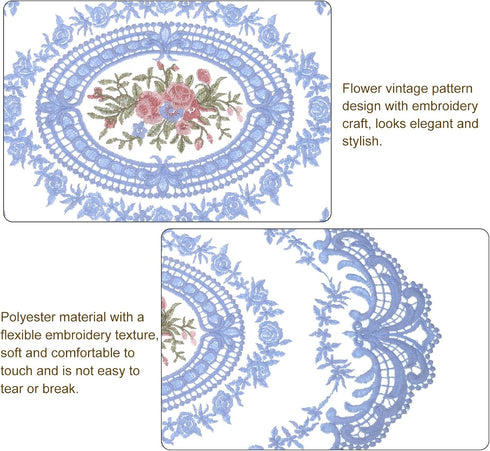 2Pack 12x16-in uxcell Retro Lace Placemat Oval Embroidered Table Place Mats French Crochet Doilies Coasters Cup Mat