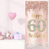 60th Birthday Door Banner Decorations for Women, Pink Rose Gold Happy 60th Birthday Poster Sign Decor