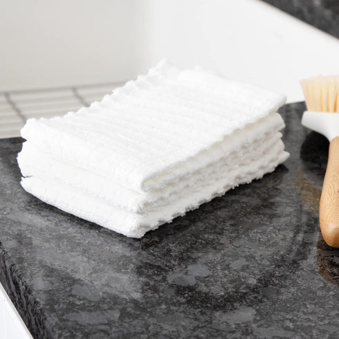 Ritz Royale Collection Kitchen Dish Cloth Set, 100% Combed Terry Cotton, 3-Pack, Solid White, 13-3/4" x 12"
