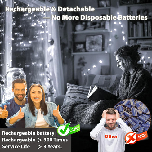 6 Pack 7ft 20LED HXWEIYE Rechargeable Fairy Lights Battery Operated with Remote & DIY Timer, Mini Twinkle String Light