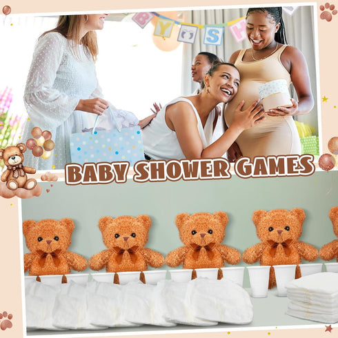 Seenelling 8 Sets Bear Blindfolded Diaper Changing Baby Shower Games Boys Girls Baby Dolls Diapers for Bridal Shower