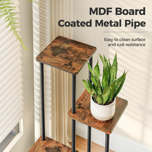 4 Bamworld Tier Plant Stand Small Plant Shelf for Indoor Plants Corner Flower Stand Wooden Plant Holder for Balcony