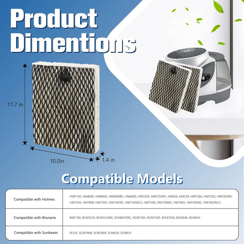 Humidifier Filter E Replacement Compatible with Holmes HWF100 Bionaire BWF100 Sunbeam SF235 Series, 6 Pack