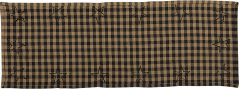 VHC Brands Black Star Cotton Woven Quilted Runner, 13x36, Black