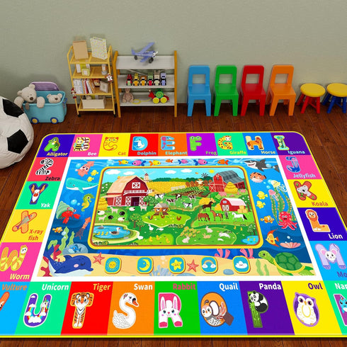 DINSUMRUG (78.7X59 INCH, Kids Rug for Playroom, Farm Play Mat, Sea Animal Alphabet ABC Educational Rug, Floor Play Mat