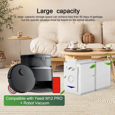 Replacement Accessories for Yeedi M12 PRO+ Vacuum Cleaner, 1 Main Brush, 4 Side Brushes, 2 Hepa Filters
