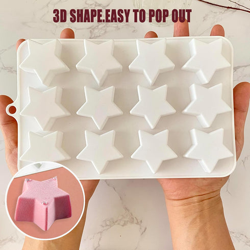 Star Chocolate Mold 2 Pack, Candy Silicone Molds, Star Shape Gummy Molds, Jello Molds, Cookie Molds for Baking (2pcs)