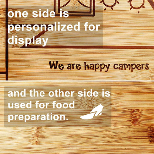 Happy Camper Bamboo Cutting Board, Retro RV Engraved Camping Cutting Board, Gift for Couple