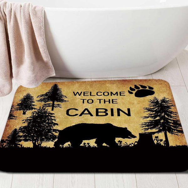 MERCHR Rustic Cabin Bath Rug, Non Slip Vintage Bathroom Rugs, 17x29 Inch for Indoor Outdoor