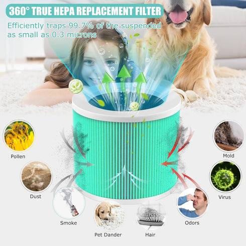 HY1800 True HEPA Replacement Filter for MORENTO/CHIVALZ/Loytio Air Purifier, 3-in-1 H13 Filter, 2 Pack