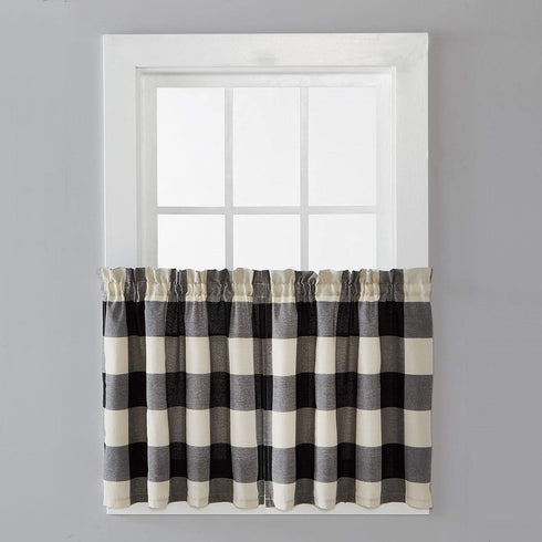 SKL Home Grandin Cafe Curtain Tier Pair, 57x24, Black/Natural