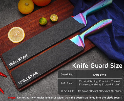 WELLSTAR Knife Edge Guards Set - 2 Piece Universal Blade Covers for Kitchen Knives