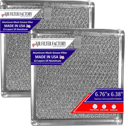Microwave Filter 6.75" X 6.34" DE63-00666A Replacement, 2-Pack for Samsung Over The Range Kitchen Oven Vent