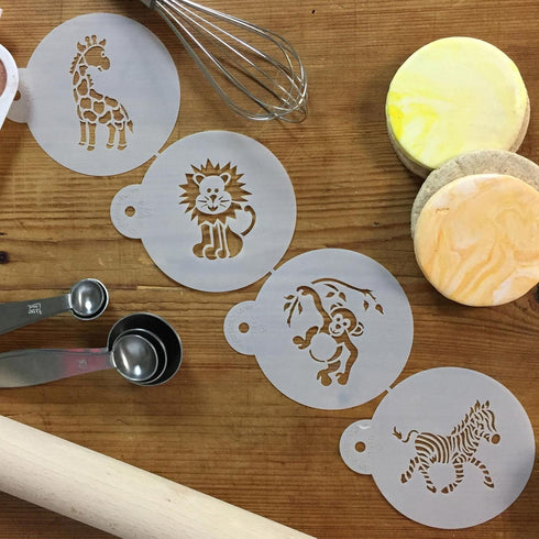 Designer Stencils Jungle Animals Cookie, Beige/Semi-Transparent, Fits 3" Circle