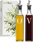 GREENOLIVE Olive Oil and Vinegar Dispenser Set - 17 oz. Glass Bottles with No-Drip Spouts - Set of 2