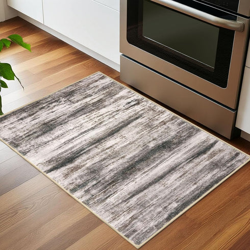 KOZYFLY 2x3 Small Area Rug Rug Entryway Rugs Modern Abstract, Washable Kitchen Rug Non-Slip Soft Rug, Black Brown