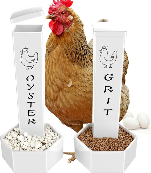 Chicken Grit and Oyster Shell Feeder, 2 Pack Hanging Wall Mount Chicken