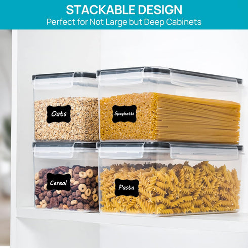 4PCS Set 3.2L, Vtopmart Airtight Food Storage Containers with Lids Plastic Spaghetti Canisters for Pasta organizer, BPA