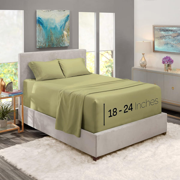 Nestl Bed Linen Set - Queen, 4 Piece Microfiber in Sage Green, Deep Pocket, Soft Premium