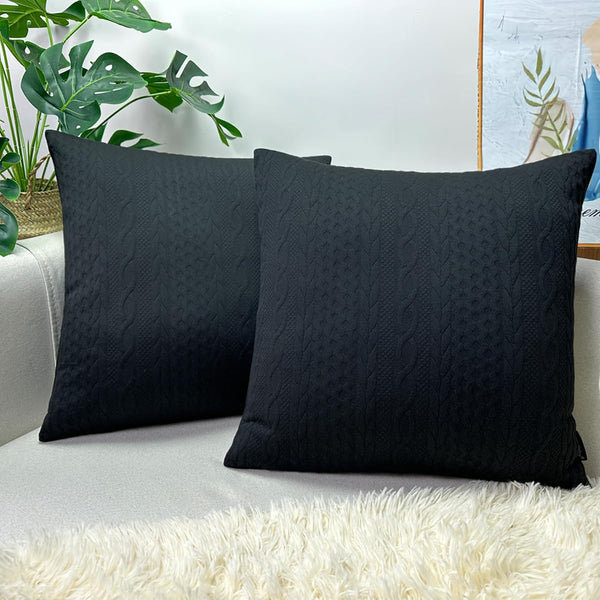 Booque Valley Black Pillow Covers, Pack of 2, Super Soft Elegant Stretchy Cushion Cases 18 x 18 inch