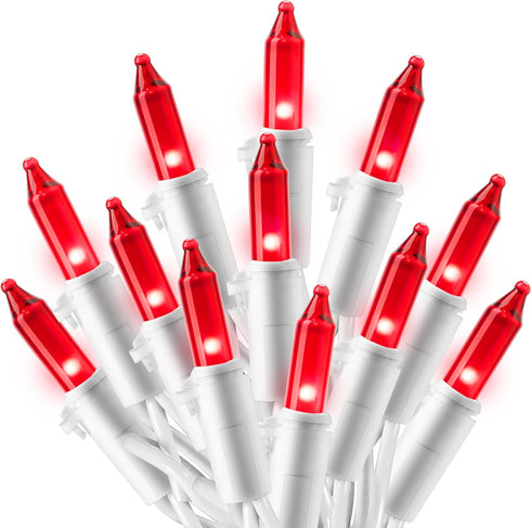 Joiedomi Christmas String Lights Indoor,100 Count Mini Red Light,21.4 FT Lighting Decor