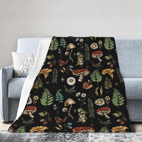 320gsm Cozy (80"x60") Mushrooms Throw Blanket, Fluffy Soft Warm Plush Lightweight Decorative Blanket Gifts for Women