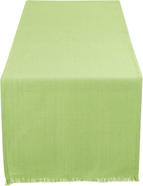 DII Everyday Collection Fringed Solid Table Runner, 14x72, Green