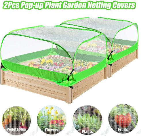 2Pcs Pop Up Garden Mesh Plant Cover Outdoor Plant Protector Mesh Plant Enclosure Raised Bed Garden Bird and Pest