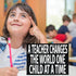 JennyGems Inspirational Teacher Gift Wood Sign, A Teacher Changes the World One Child at a Time, Classroom Decor