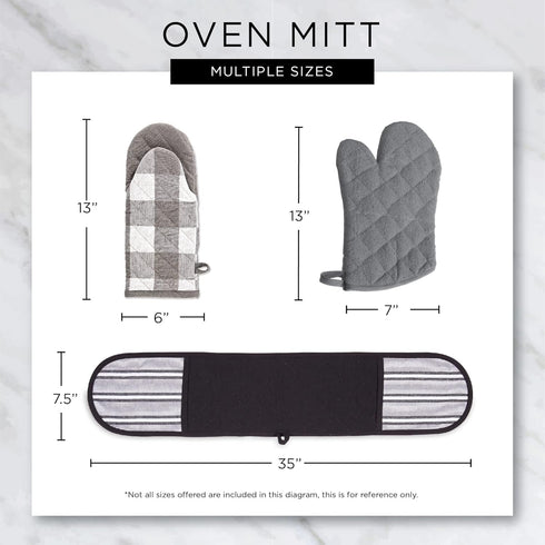 DII Double Strip Chef Kitchen Cooking & Baking Collection, Double Oven Mitt, 35x7.5, Mineral Gray