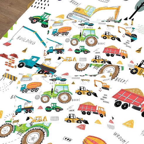 Set (68x86 Inch), 2 Sets 1 Peopleareok Construction Comforter Twin Pieces Construction Excavator Tractor Bedding