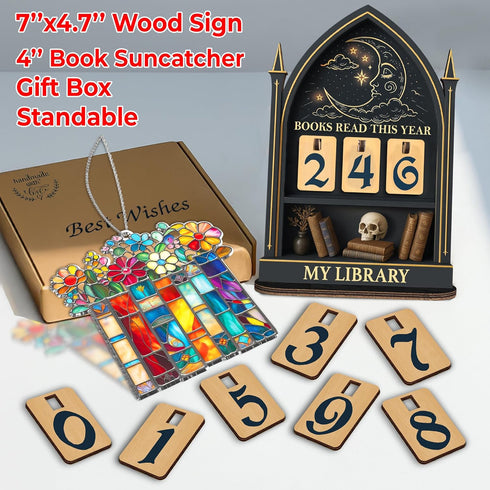 Counter, FF815 Books Read This Year Fantasy Book Tracker Sign for Home Library Decor, Bookworm Gift for Women