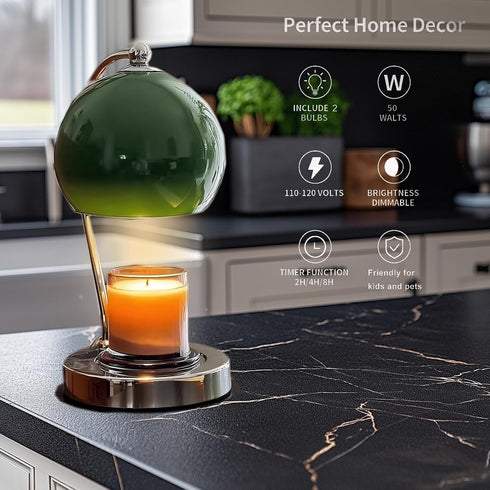 Dimmer, Candle Lamp Warmer, Wide Base Scented Candle Warmer with Timer and Modern Candle Melting Lattern, Home Decor