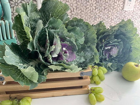 Admired By Nature Faux Cabbage Artificial Vegetables, Realistic Fake Food Plant Props for Home & Kitchen Decoration,