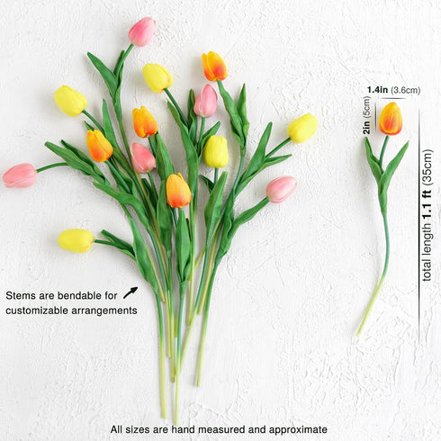 FiveSeasonStuff 15 Stems Real Touch Artificial Tulips, Lifelike Faux Flowers for Home, Weddings, Gifts & Spring Décor