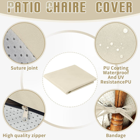 2 (Beige,44'' 21'') Tudomro Pcs Outdoor High Back Chair Cushion Covers (Not Includes Cushion) Waterproof Patio